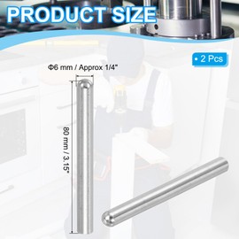 PATIKIL 304 Stainless Steel Dowel Pins 8x80 mm (1/2" Dia), 2 Pcs Round Head Flat Chamfered End Metal Dowel Pins Bunk Bed Pegs for Support Shelves Furniture Device