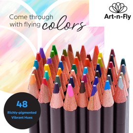 Oil Pastel Pencils for Artists 48 ct - Oil Based Colored Pencils - Drawing, Sketching and Adult Coloring - Soft Core Art Coloring Pencils Set with Skin Tone
