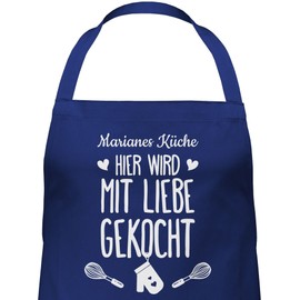 Geschenk mit Namen personalisiert by Shirtracer - Apron - Cooking Apron - Hier wird mit Liebe gekocht with Name I Gift Cooking, 3 Navy Blue