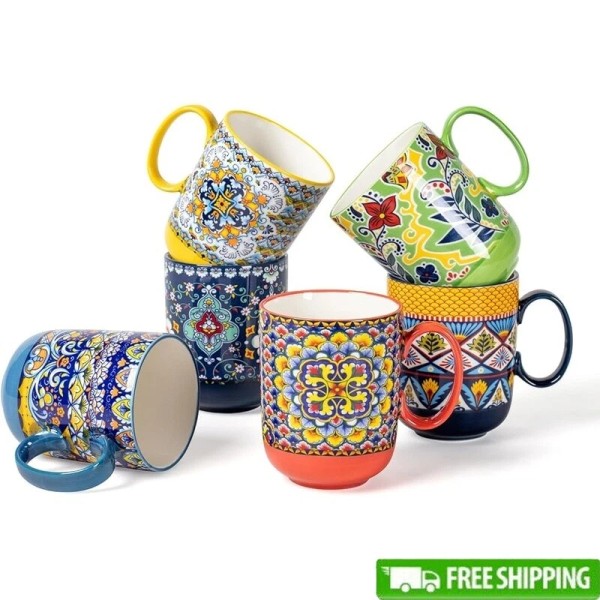 Unbranded Porcelain Coffee Mugs Set of 6 Dishwasher Microwave Safe