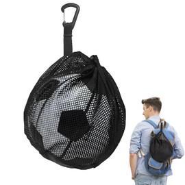 Wzenclave Single Ball Storage Mesh Carry Bag With Zipper Pocket, Drawstring Sling Back, Buckle Clip for Carrying Basketball, Volleyball, Soccer, Football