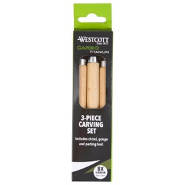 Westcott CarboTitanium Carving Tools for Wood Working, Soap Carving, Print Making, Clay Sculpture, 3-Piece Set