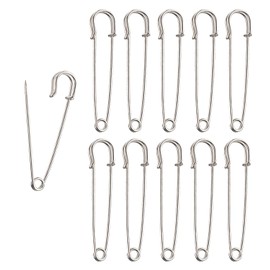 The Bead Shop Kilt Pins | Large Safety Pins 64mm (Pack of 10) Heavy Duty Rubber Cloth Pins