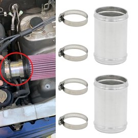 KRD PERFORMANCE KRD PERFORMANCE 63mm(2.5") OD, Length 3" (76mm), Straight 2.5 Inch 6061 Aluminum Hose Joiner Tube Intercooler Pipe Connector High Class Glossy Polished Treatment Air Intake Tube with Bead Roll, 2 PCS