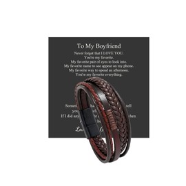 72ore to My Boyfriend Bracelet Natural Stone Bracelet Leather Bracelets for Men Beaded Bracelet for Boyfriend Birthday Bracelet Gift for Soulmate/Man/Boyfriend