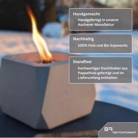 Betonformat 5X Dauerdocht für Wachsfresser 15mm inkl. Holzhalter | Ersatzdocht für Kerzenrestefresser, Betonkerze, Schmelzlicht, Wachsfeuer und Outdoorkerze