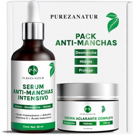 PUREZANATUR Pack Antimanchas Serum despigmentante y antimanchas intensivo + Crema aclarante Paquete completo de serum para el cuidado de la piel, hidratación y rejuvenecimiento (Pack Antimanchas)