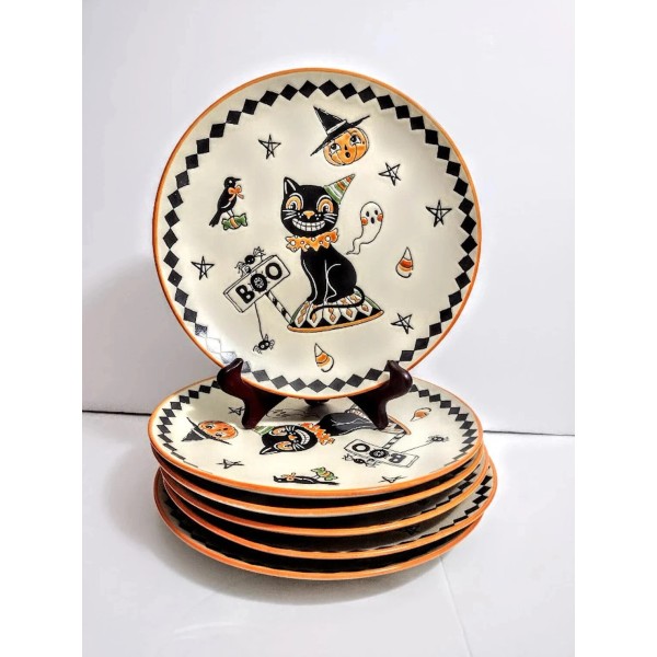 ELI+ANA One Plate HALLOWEEN BOO Pumpkin Cat Bats Embossed Dinner
