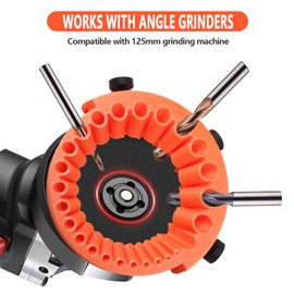 Drill Bit Sharpener Tool for Angle Grinders, 125mm Compatible,Handheld Drill Bit Sharpener for All Bits,2-13mm Bits, Orange