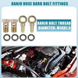 X AUTOHAUX Banjo Bolt M16x1.5 12mm Banjo Hose Barb Bolt Fittings Brake Line Fitting Adapter with Copper Washers for Motorcycle Car (Set of 2)