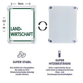 Agriculture Sign for Car with 4 x Suction Cups - Agriculture Car Sign Made of Acrylic Sign - Suction Cup Sign for Farmer Windscreen 50 x 200 mm