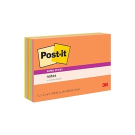 Post-it Super Sticky Notes, 6 in x 4 in, Rio de Janeiro Collection, 8 Pads/Pack (6445-SSP)