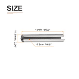 DTGN 1.5mmx14mm(DXL) Slotted Spring Pin - 20Pack - Good for Home Machine Fastener - 304 Stainless Steel Spring Dowel Tension Roll Pin - Silver