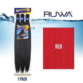 Sensationnel Ruwa prestretched braiding hair - 3x 54 inch water repellent kanekalon fast dry synthetic sports itch free (1 pack, RED)