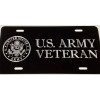 Diamond Etched Products Engraved US Army Vet Veteran Car Tag