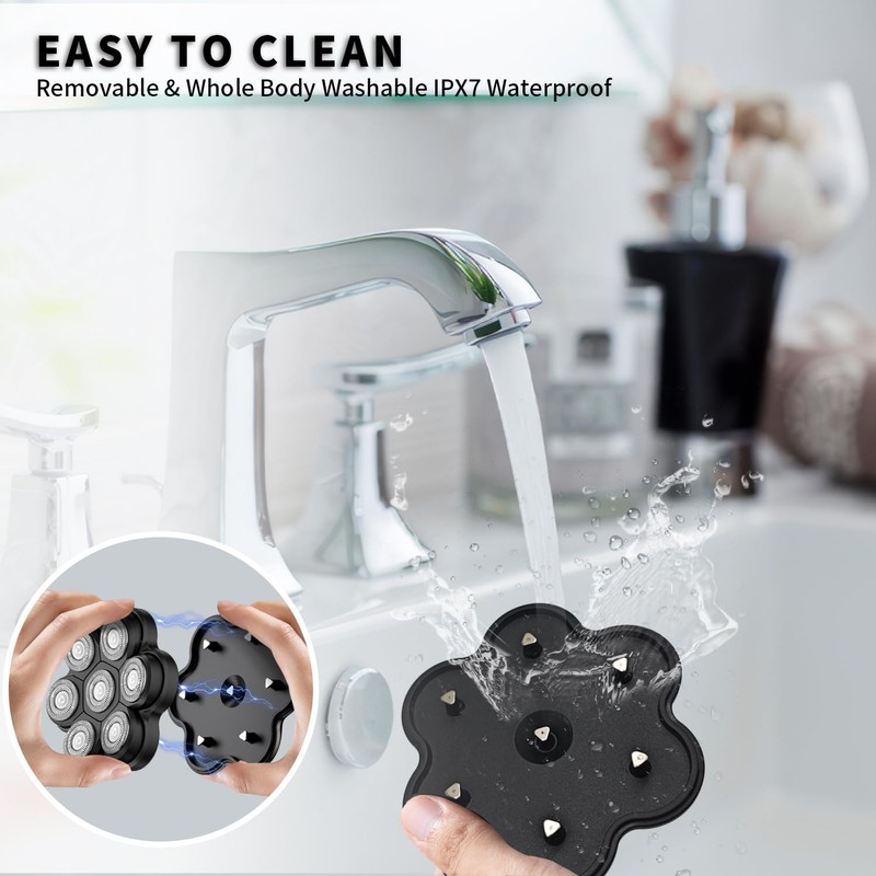 Magnetic Head Shaver Replacement Heads 7 Double Ring Waterproof Rotary