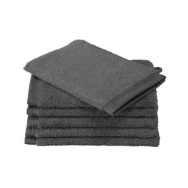 De Witte Lietaer Contessa Washcloths, Cotton, Dark Grey, 16 x 22 cm, Pack of 6