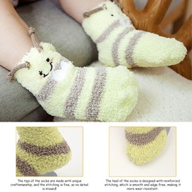 COACOM 6 Pairs Fluffy Toddler Thermal Socks, Winter Fleece Socks, Winter Socks for Men and Women, Soft Toddler Thermal Socks, Cute Pattern Toddler Fleece Socks, multicoloured