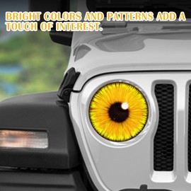 MR3XL 2 Pack Beast Eyes Headlamp Decals,New Cute 3D Stereoscopic Eye Headlight Sticker,Car Body Window Bumper Decorative Sticker,Suitable for JL,JK (Yellow)