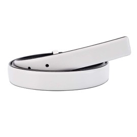 Vatee's Reversible Real Leather Replacement Belt Strap For Women without Buckle 1"/25mm Wide Adjustable 39" Long White/Black