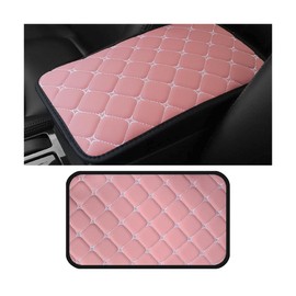 HZEL Car Center Console Cushion Pad, PU Leather Vehicle Armrest Protection Cover, Waterproof Automotive Interior Arm Rest Seat Box Mat Accessories, Universal for SUV, Sedan, Truck (Pink)