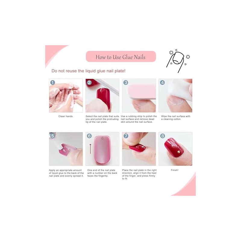 Uñas Francesas con Punta a Presión 24 Piezas de Uñas