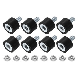 uxcell M5 Rubber Mounts, 8Pcs 15x10mm(DxH) Rubber Cylindrical Anti Vibration Isolator Shock Absorber with Lock Nut for Car Bobbin Generator Air Compressors