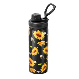 Cerburny Water Bottle Sunflower 18 oz Stainless Steel Insulated Bottles With Lid Wide Mouth Gym Sports Water Jug For Women Mom Mother