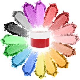 Edible Gloss Dust Kit 16 Colors E-Kongton Edible Glitter for Decorating Drinks Cakes Strawberries Fondant Gum Paste Gloss Dust Edible Kit for Baking Decorating (3g per bottle)