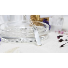 AeraVida Simple Long Rectangle Bar Tag .925 Silver Engravable Pendant Necklace