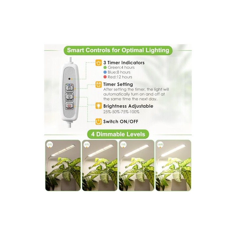 FOXGARDEN Grow Light for Indoor Plants Growing, Full Spectrum Gooseneck
