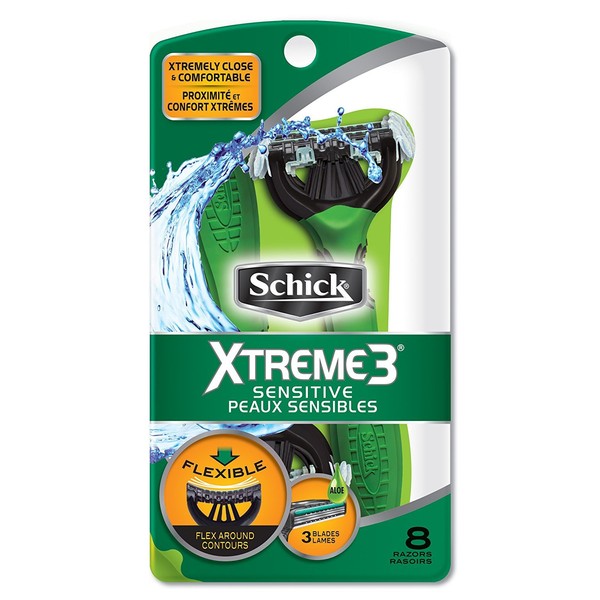 Schick PX-311B Xtreme 3 Sensitive Skin Disposable Razor for Men, 8 ct (Pack of 1)