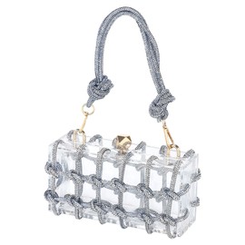 sourcing map Evening Bags, Acrylic Clutch Purse Marbling Bag Wedding Prom Party, Light Blue