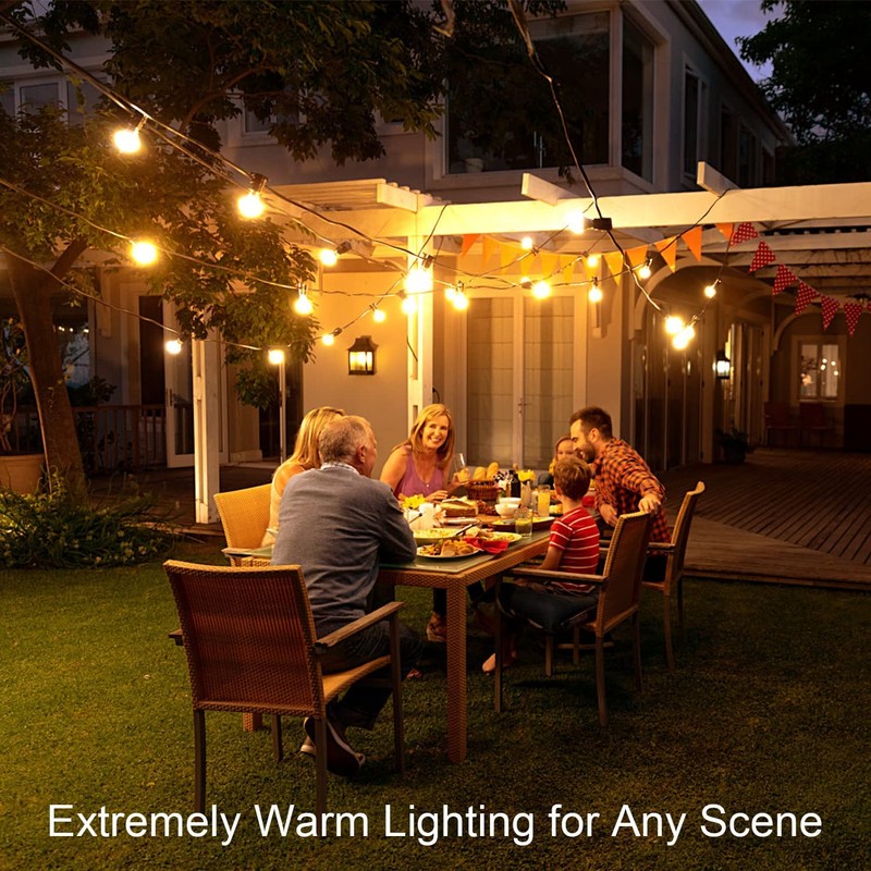 OHLUX Outdoor String Lights,110FT Dimmable Patio Lights with 58 Shatterproof