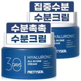 Prettyskin 프리티스킨 대용량 히알루로닉 수분크림 영양 보습 100ml 2개 Pretty Skin Large Capacity Hyaluronic Moisturizing Cream Nutrient Moisture 100ml 2 pcs [[AA1] Two Hyaluronic]