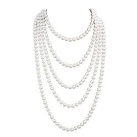 Cizoe 1920s Pearls Necklace Fashion Faux Pearls Gatsby Accessories Vintage Costume Jewelry Cream Long Necklace for Women, one size, Plastic, No Gemstone