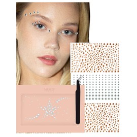 MERCY LONDON Self Adhesive Face Gems in Gold for Makeup, Rhinestone Stickers for Face, Eye, Makeup, Body, DIY Face Gems