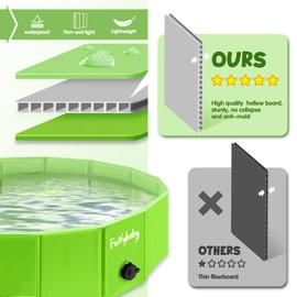Furrybaby Dog Pool, Foldable Dog Pools for Large Dogs Portable Kiddie Pool Pet Doggie Wading Swimming PoolGreen 39''Indoor and Outdoor