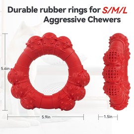 DAOZIJI Indestructible Dog Chew Toys for Aggressive Chewers, Super Chewer Toys for Medium Large Dogs, Interactive Ring Toys, Heavy Duty Teething Toys