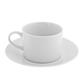 10 Strawberry Street Royal White 8 Oz Can Cup and Saucer, Set of 6, White