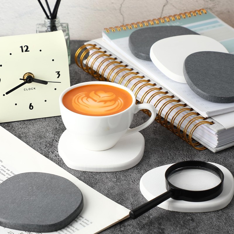 Diatomaceous Earth Coaster ，Set of 6，Unique White Absorbent Coasters for