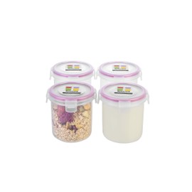 Komax Biokips Overnight Oats Container | (Set of 4) Overnight Oats Jars with Lid | (18.6 oz) Airtight Leak-Proof Locking Lids | Oatmeal, Cereal, Milk on the go | BPA-Free Plastic Containers and Lids