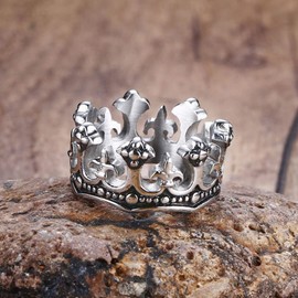 VNOX Mens Stainless Steel Vintage Crown Ring for Wedding Band Promise Engagement Size 9