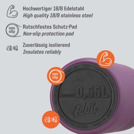 Esbit Majoris Thermal Container for Food - Warming Container 550 ml - Stainless Steel for Hot and Cold Food - in Aubergine