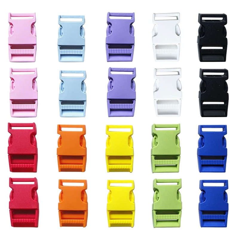 Trsnzul Buckle 20 Pieces Plastic Buckle 10 Colours Side Release