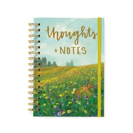 Designer Greetings, Designer Papers Flex Cover Journal with Elastic Band, "Thoughts + Notes" Flower Meadow Design - 320 Pages (6” x 8.25”) - Perfect for Work, School, Creative Writing, Personal Notes