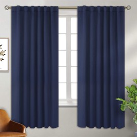 BGment 72 inch Length Blackout Curtains - Rod Pocket and Back Tab Thermal Curtains for Bedroom/Living Room/Kitchen Home Decor, 2 Window Curtain Panels (52 x 72 Inch, Navy Blue)