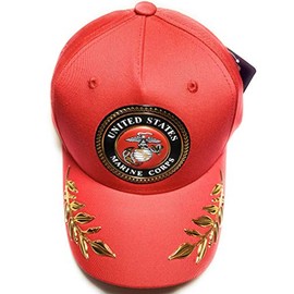 US Marine Corps Military Cap with Gold Emblems (Red)