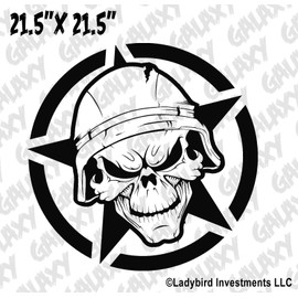 SkunkMonkey - Hood Decal fits Jeep Wrangler TJ LJ JK JKU - Army Star Soldier Skull Sticker - Black Stickers