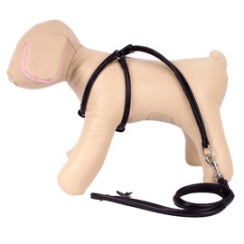 CollarDirect Rolled Leather Dog Harness Small Puppy Step-in Leash Set for Walking Pink Red White Blue Green Black Purple Beige Brown Yellow